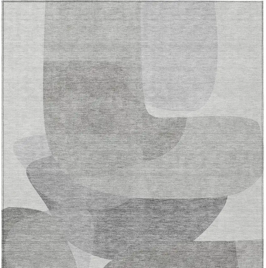 Linen And Gray Abstract Washable Indoor Outdoor Area Rug Photo 5