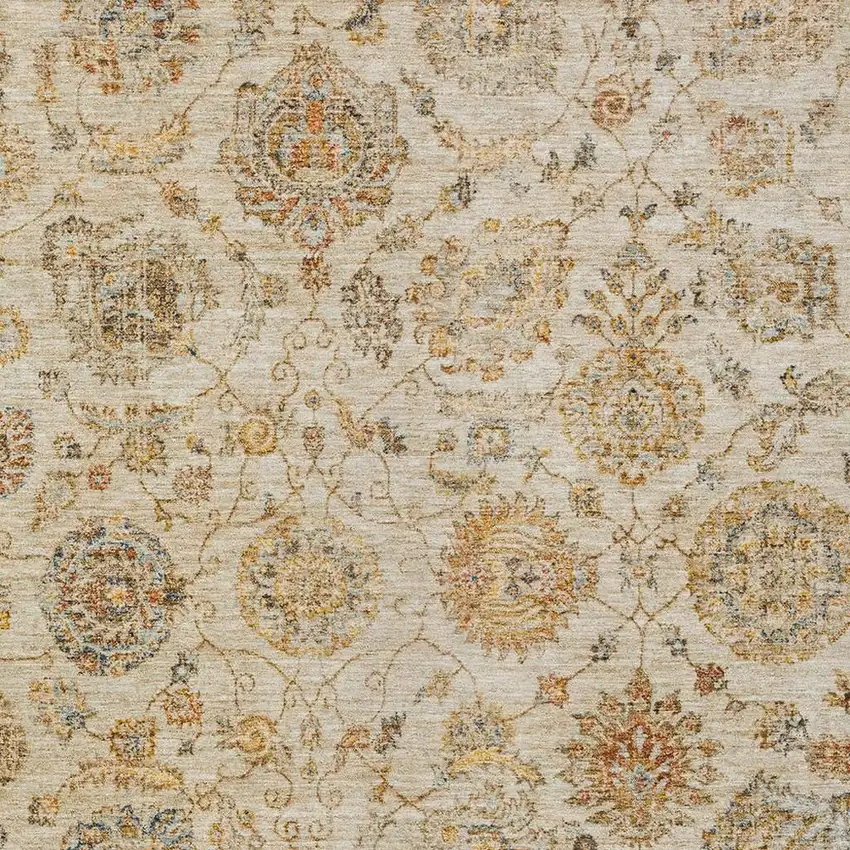 Linen And Gray Damask Washable Indoor Outdoor Area Rug Photo 4