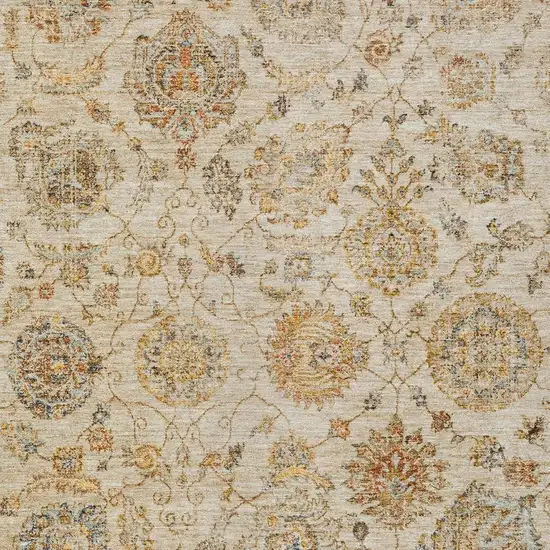 Linen And Gray Damask Washable Indoor Outdoor Area Rug Photo 4