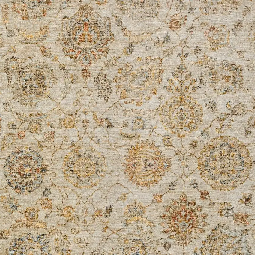 Linen And Gray Damask Washable Indoor Outdoor Area Rug Photo 4