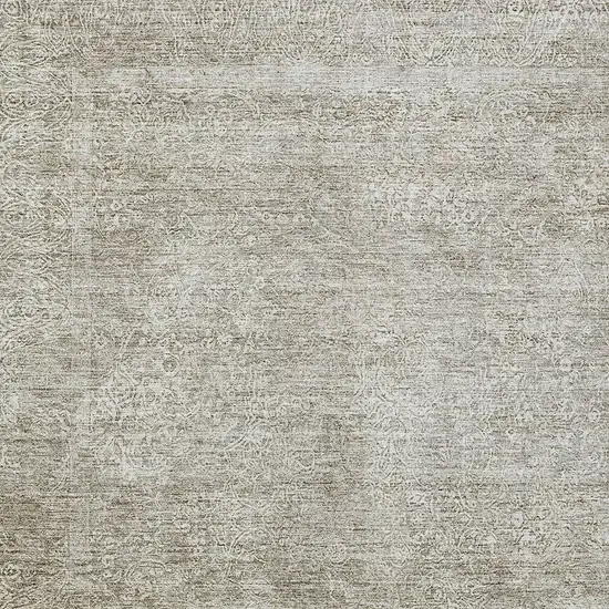 Linen And Gray Floral Washable Indoor Outdoor Area Rug Photo 6