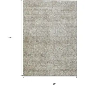 Photo of Linen And Gray Floral Washable Indoor Outdoor Area Rug
