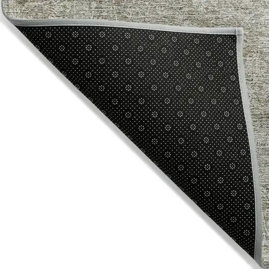 Linen And Gray Floral Washable Indoor Outdoor Area Rug Photo 4