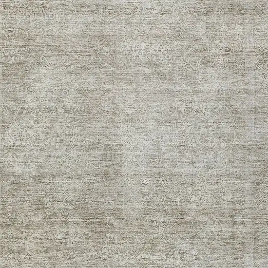 Linen And Gray Floral Washable Indoor Outdoor Area Rug Photo 6