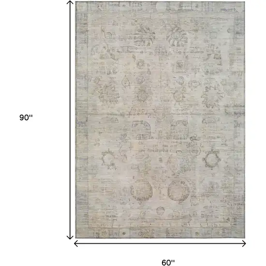 Linen And Gray Tribal Washable Indoor Outdoor Area Rug Photo 9