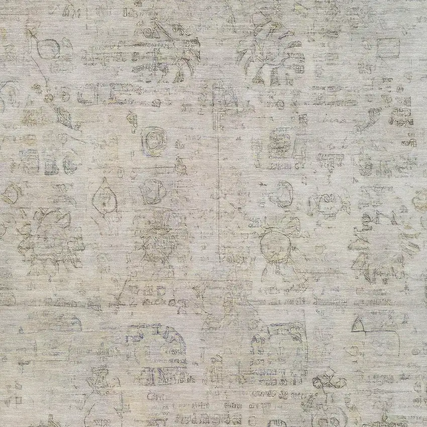 Linen And Gray Tribal Washable Indoor Outdoor Area Rug Photo 4