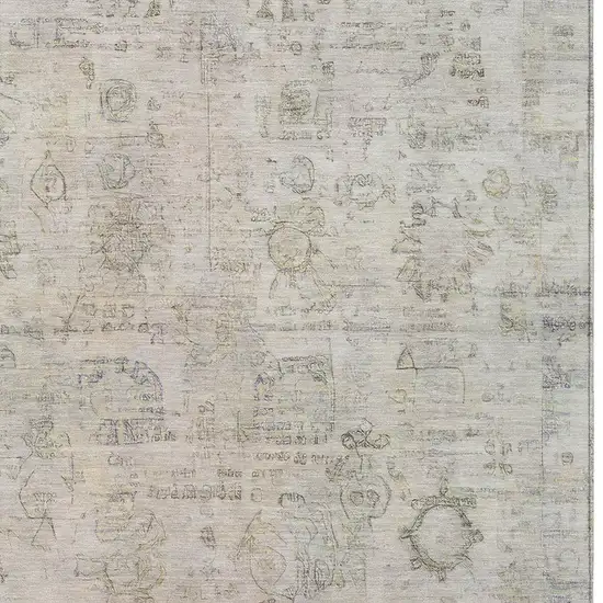 Linen And Gray Tribal Washable Indoor Outdoor Area Rug Photo 3