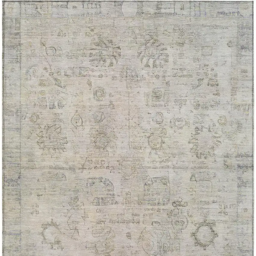 Linen And Gray Tribal Washable Indoor Outdoor Area Rug Photo 4