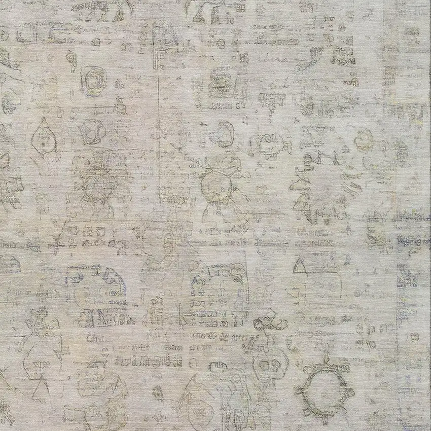 Linen And Gray Tribal Washable Indoor Outdoor Area Rug Photo 3