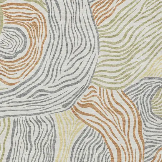 Linen And Green Ikat Washable Indoor Outdoor Area Rug Photo 2