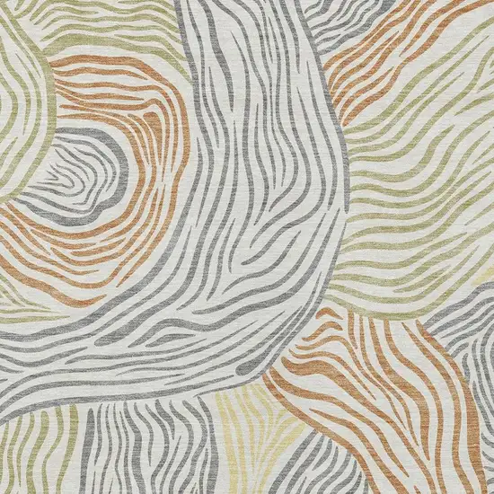 Linen And Green Ikat Washable Indoor Outdoor Area Rug Photo 2