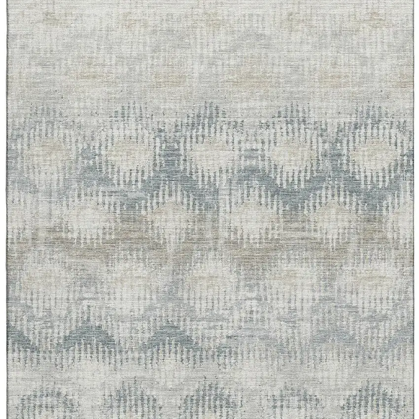 Linen And Ivory Abstract Washable Area Rug With UV Protection Photo 5