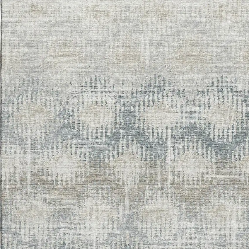 Linen And Ivory Abstract Washable Area Rug With UV Protection Photo 4