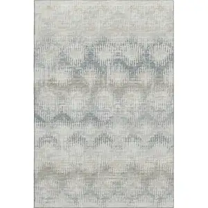 Photo of Linen And Ivory Abstract Washable Area Rug With UV Protection