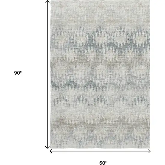 Linen And Ivory Abstract Washable Area Rug With UV Protection Photo 3