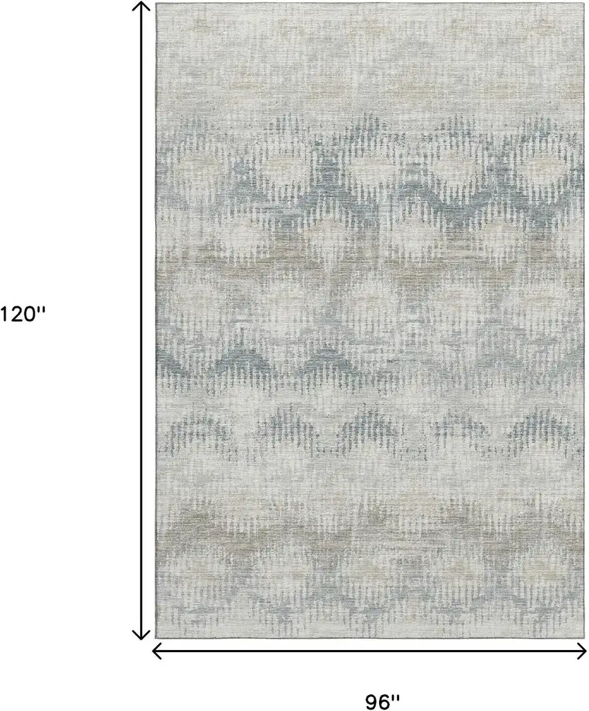 Linen And Ivory Abstract Washable Area Rug With UV Protection Photo 3