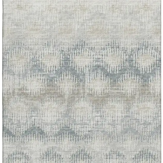 Linen And Ivory Abstract Washable Area Rug With UV Protection Photo 5