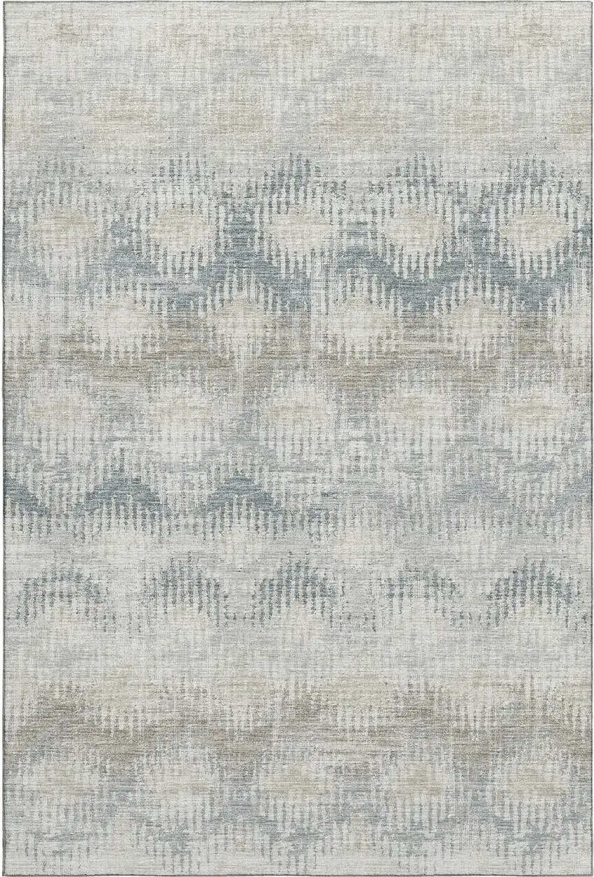 Linen And Ivory Abstract Washable Area Rug With UV Protection Photo 2