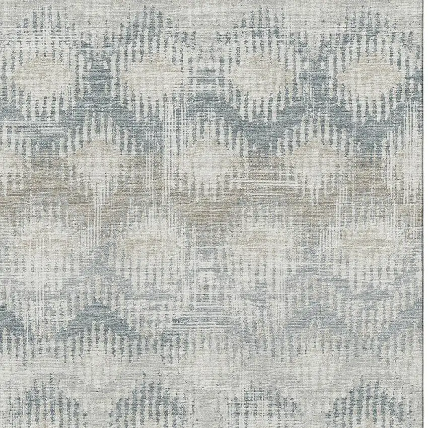 Linen And Ivory Abstract Washable Area Rug With UV Protection Photo 4