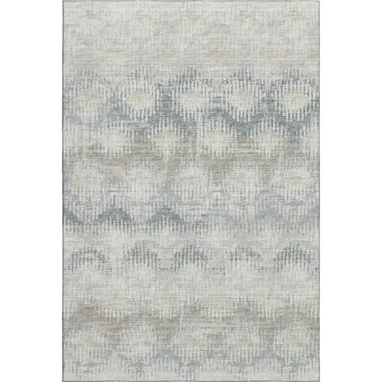 Linen And Ivory Abstract Washable Area Rug With UV Protection Photo 2