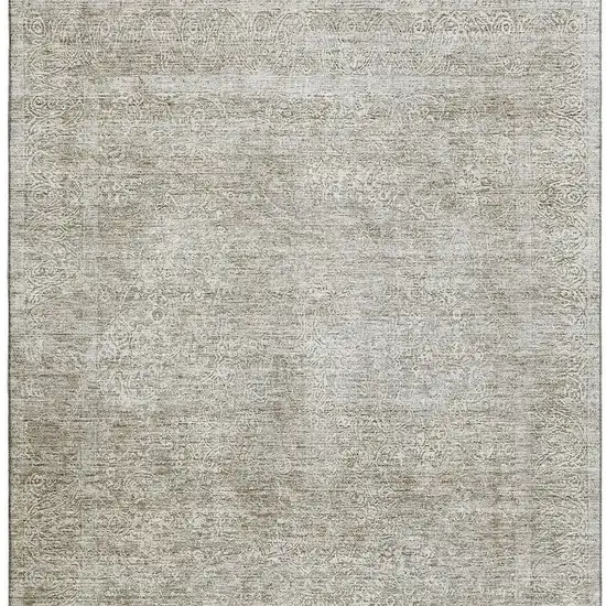 Linen And Ivory Abstract Washable Area Rug With UV Protection Photo 5