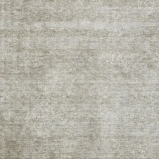 Linen And Ivory Abstract Washable Area Rug With UV Protection Photo 4