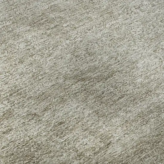 Linen And Ivory Abstract Washable Area Rug With UV Protection Photo 1