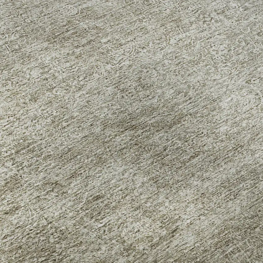 Linen And Ivory Abstract Washable Area Rug With UV Protection Photo 1