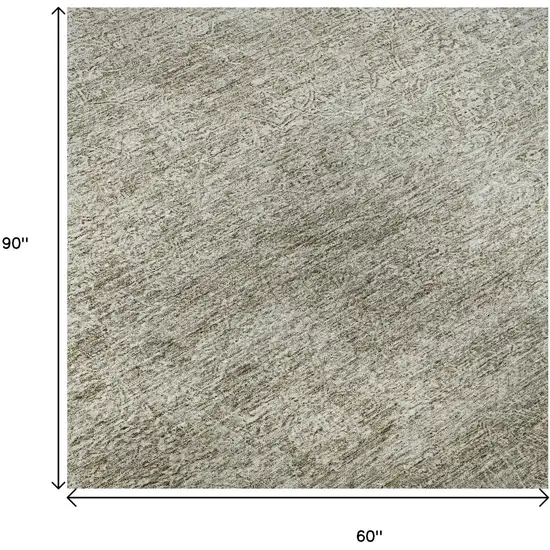 Linen And Ivory Abstract Washable Area Rug With UV Protection Photo 8