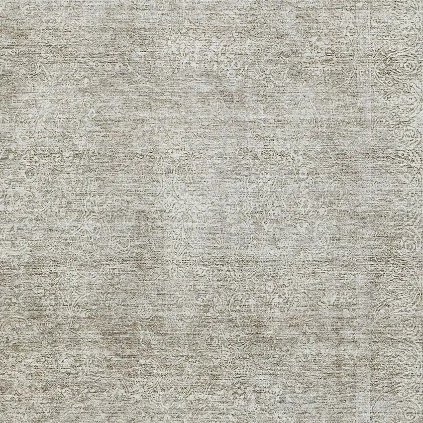 Linen And Ivory Abstract Washable Area Rug With UV Protection Photo 3
