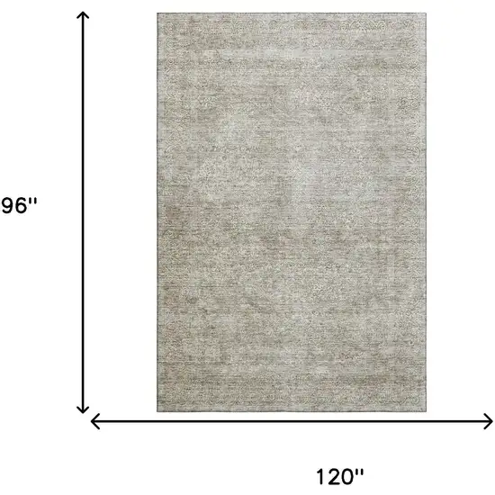 Linen And Ivory Abstract Washable Area Rug With UV Protection Photo 7