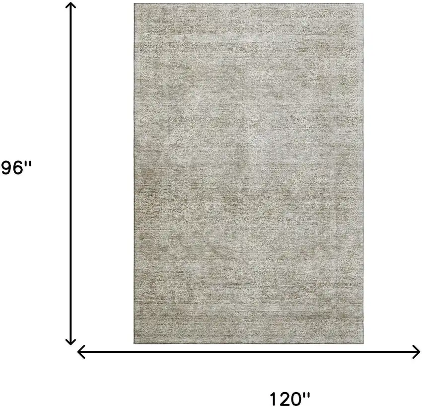 Linen And Ivory Abstract Washable Area Rug With UV Protection Photo 7