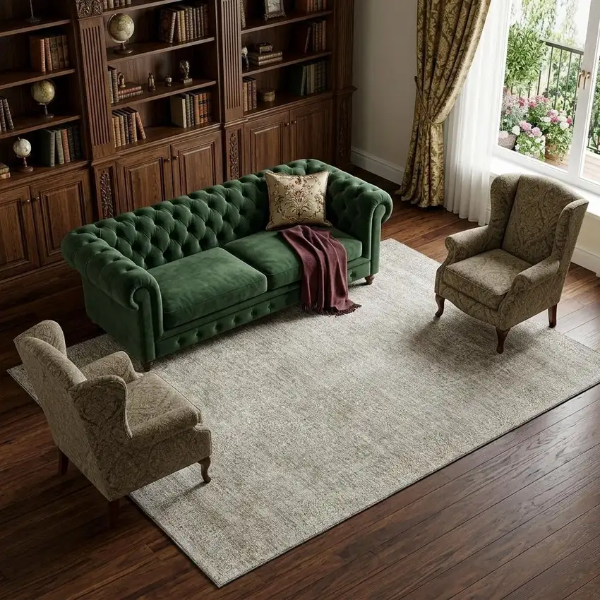 Linen And Ivory Abstract Washable Area Rug With UV Protection Photo 1