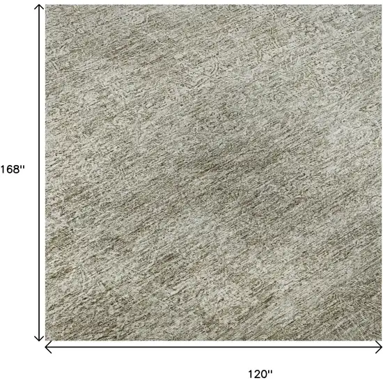 Linen And Ivory Abstract Washable Area Rug With UV Protection Photo 8