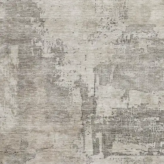 Linen And Ivory Abstract Washable Area Rug With UV Protection Photo 2