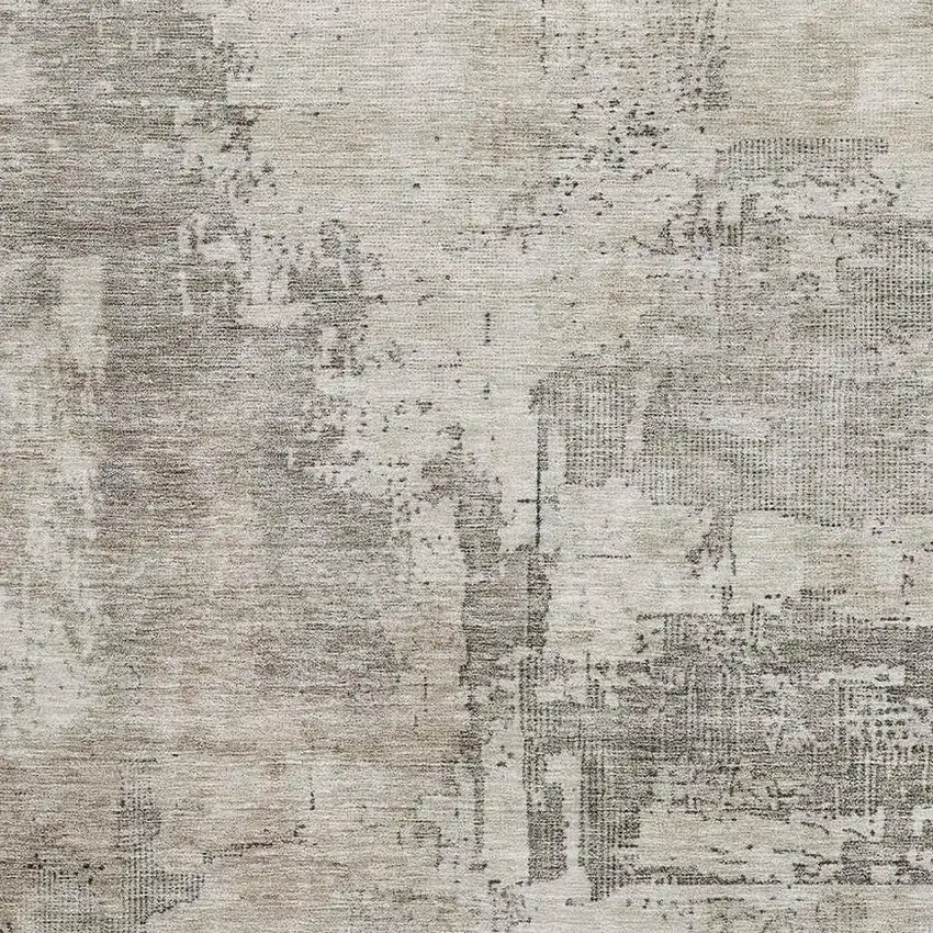 Linen And Ivory Abstract Washable Area Rug With UV Protection Photo 2