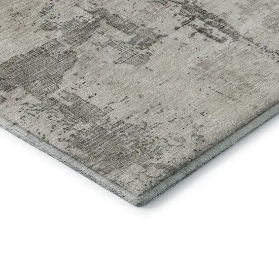 Linen And Ivory Abstract Washable Area Rug With UV Protection Photo 7