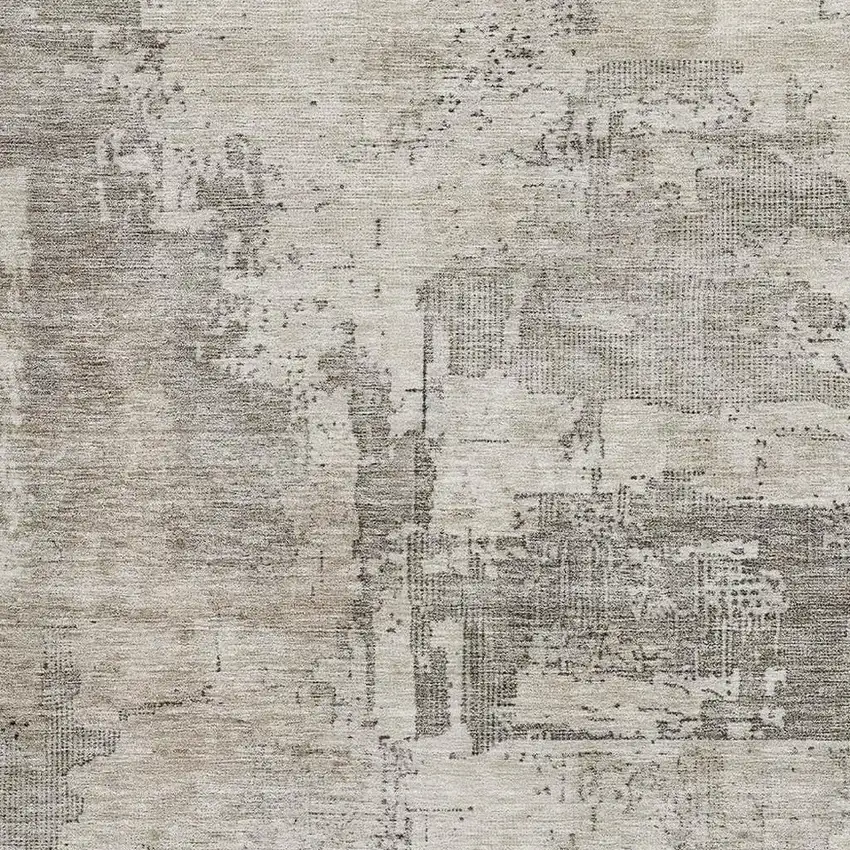 Linen And Ivory Abstract Washable Area Rug With UV Protection Photo 2