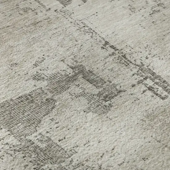 Linen And Ivory Abstract Washable Area Rug With UV Protection Photo 9