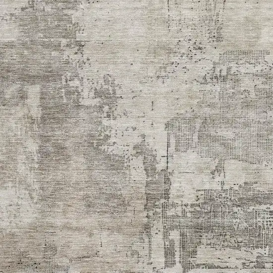 Linen And Ivory Abstract Washable Area Rug With UV Protection Photo 2