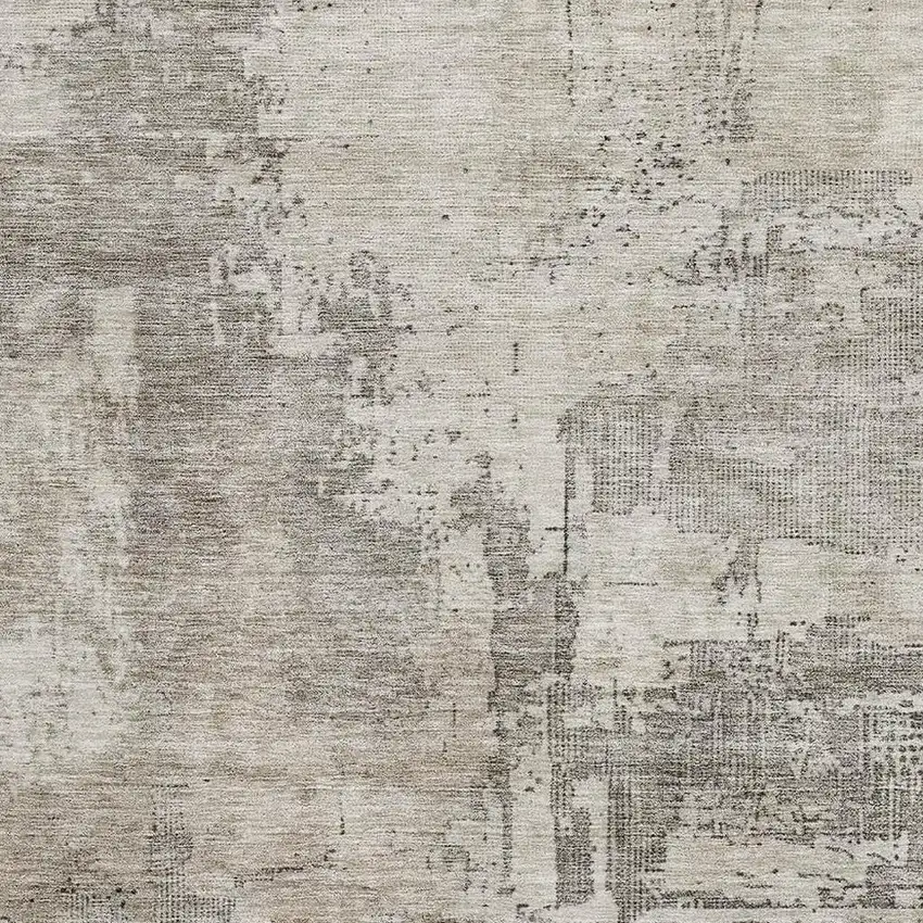 Linen And Ivory Abstract Washable Area Rug With UV Protection Photo 2