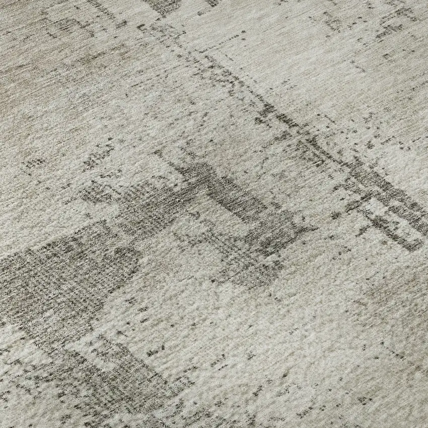 Linen And Ivory Abstract Washable Area Rug With UV Protection Photo 9