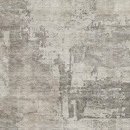 Linen And Ivory Abstract Washable Area Rug With UV Protection Photo 2