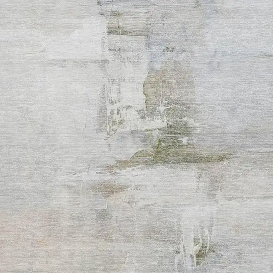 Linen And Ivory Abstract Washable Area Rug With UV Protection Photo 3