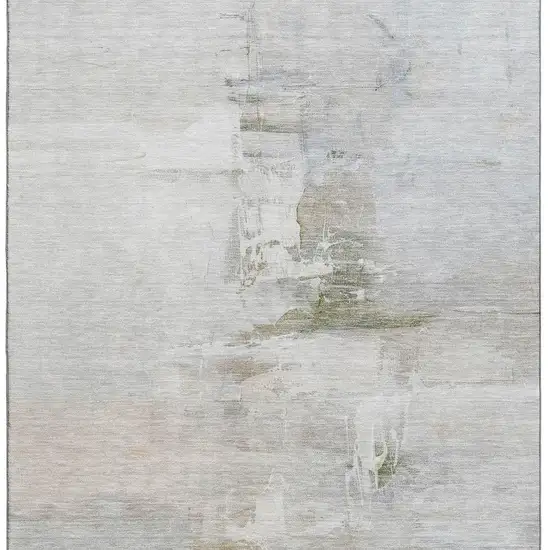 Linen And Ivory Abstract Washable Area Rug With UV Protection Photo 7