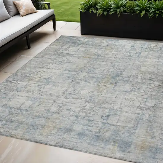 Linen And Ivory Abstract Washable Indoor Outdoor Area Rug Photo 2