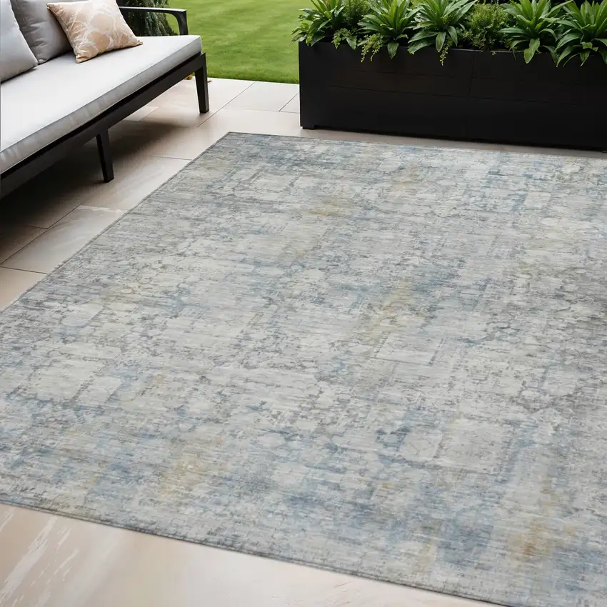 Linen And Ivory Abstract Washable Indoor Outdoor Area Rug Photo 2