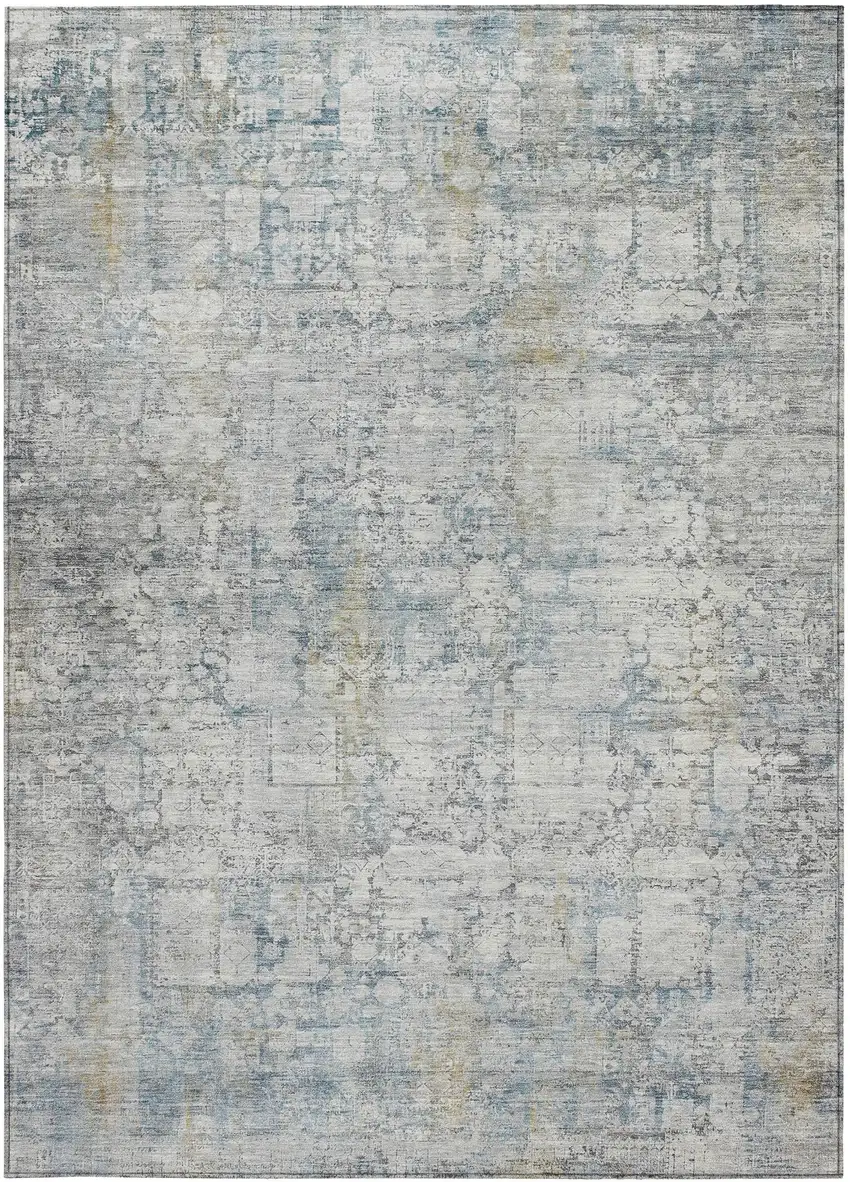 Linen And Ivory Abstract Washable Indoor Outdoor Area Rug Photo 1