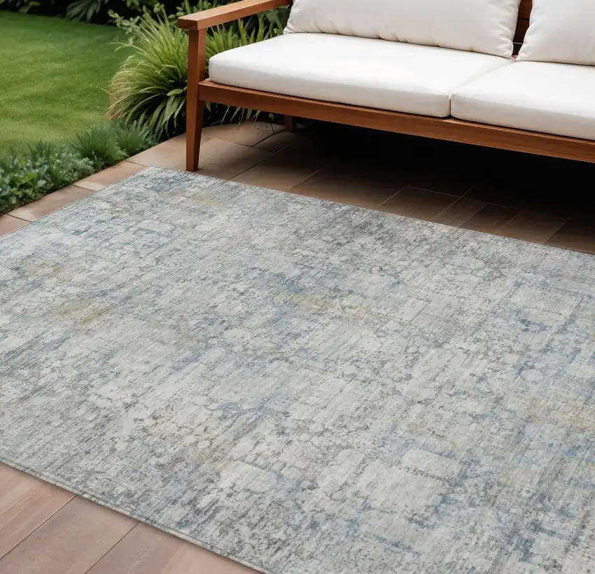 Linen And Ivory Abstract Washable Indoor Outdoor Area Rug Photo 2