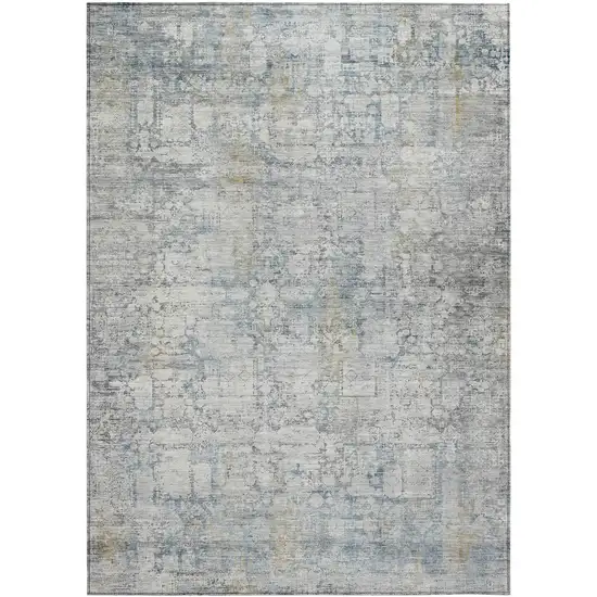 Linen And Ivory Abstract Washable Indoor Outdoor Area Rug Photo 1